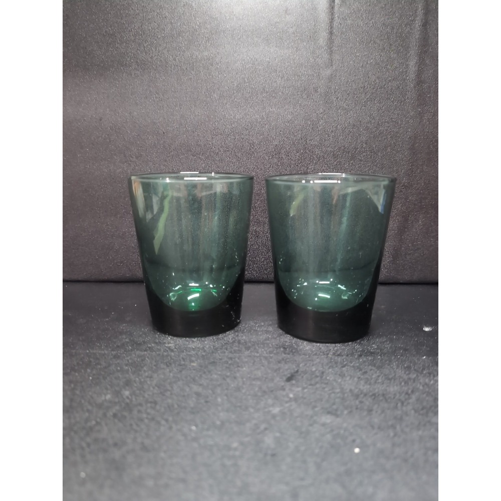 Libbey Juniper Green Glass‎ Tumblers, Set of 2, Water Glasses, Vintage Glassware